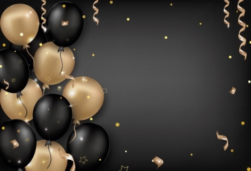 Simple Black And Gold Balloon Happy Birthday Backdrop Party Photography Background