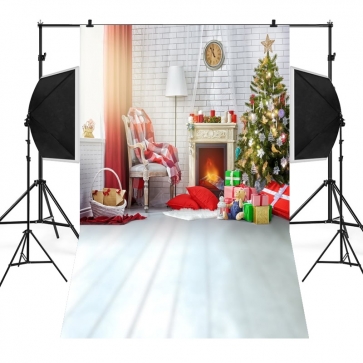 Various Gift Boxes Christmas Tree Fireplace Photo Background Christmas Backdrops