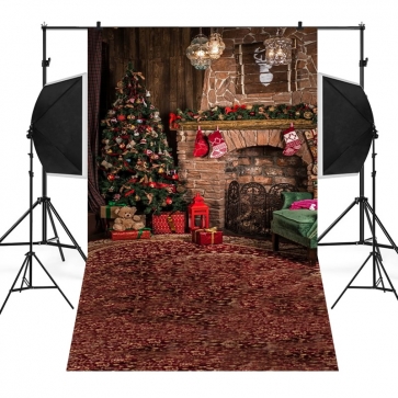 Attractive Fashion Christmas Tree Fireplace Christmas Backdrop