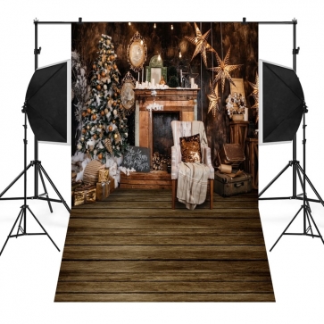 Christmas Tree Wood Floor Background Christmas Photography Backdrops