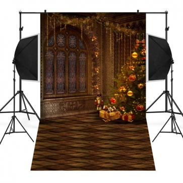 Medieval Style Window Christmas Tree Photography Backdrops