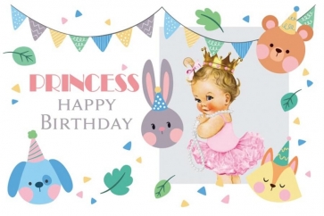 Baby Girl Princess Happy Birthday Backdrop Photography Background