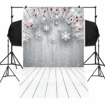 Snowflake Decoration Wood Floor Wall Photography Background Christmas Backdrop