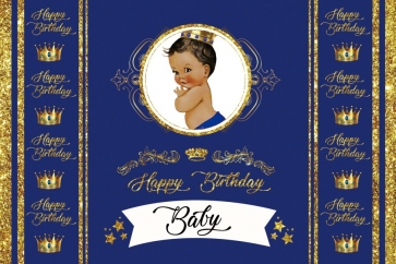 Crown Theme Baby Happy Birthday Backdrop Photography Background