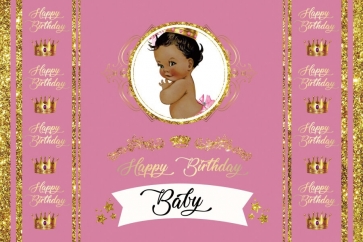 Crown Theme Baby Little Princess Happy Birthday Backdrop Photography Background