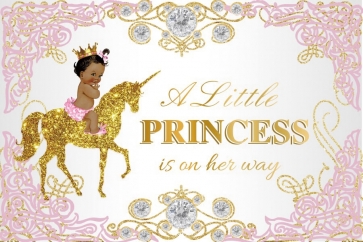 Gold Glitter Unicorn A Little Princess Is On Her Way Baby Shower Backdrop Photography Background
