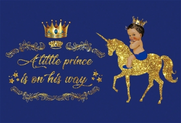Gold Glitter Unicorn Crown A Little Princess Is On His Way Baby Shower Backdrop Birthday Background