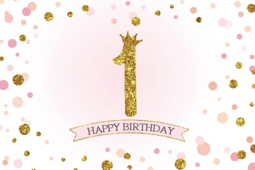 Baby Gold Glitter 1st Happy First  Birthday Backdrop Photography Background