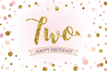 Baby Gold Glitter Two Happy Birthday Backdrop Party Photography Background