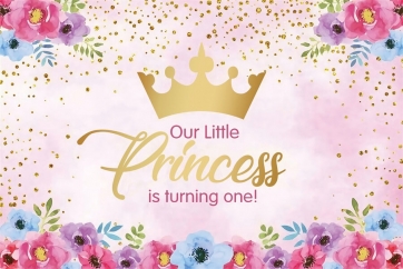 Baby Girl Little Princess Is Turning One 1st First Birthday Backdrop Party Photography Background