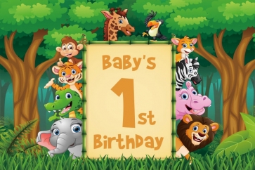 Baby 1st First Birthday Safari Wild Backdrop Party Photography Background 