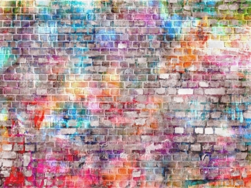 Rainbow Colorful Brick Wall Backdrop Studio Party Photography Background