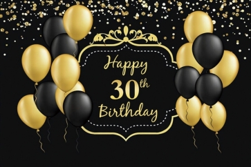 Black And Glod Balloon Happy 30th Birthday Photography Background