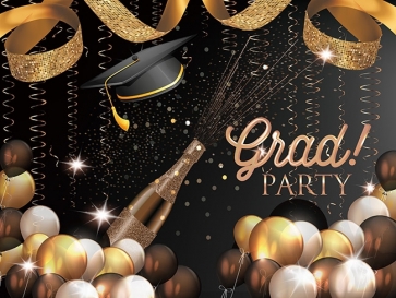 Golden Balloon Ribbon Graduation DIY Background Preschool Graduation Backdrops