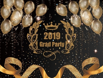 Golden Balloon Ribbon Graduation DIY Background Class Of  Backdrops 
