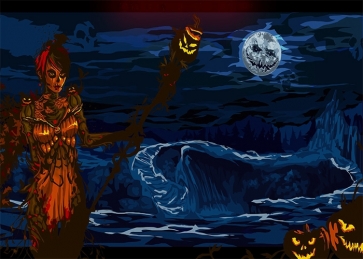 Scary Pumpkin Guildwars Halloween Backdrop Photo Booth Stage Photography Background Decoration Prop
