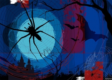 Scary Large Black Spider Web Halloween Backdrop Stage Photography Background Decoration Prop