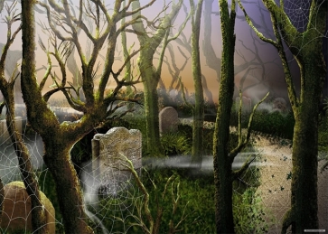 Scary Dead Tree Cemetery Halloween Party Backdrop Decoration Photo Booth Photography Background Prop