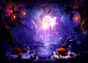 Pumpkin Theme Halloween Wonderland Backdrop Photo Booth Stage Photography Background Decoration Prop