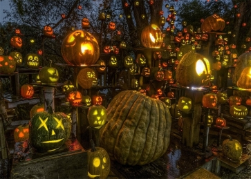 Different Kinds Pumpkin Forest Halloween Party Backdrop Photo Booth Photography Background Decoration Prop