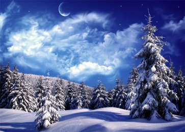 Snow Covered Winter Night Wonderland Backdrop Christmas Party Stage Decoration Prop Photo Booth Photography Background