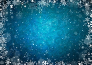 Blue Background White Snowflake Photography Backdrop Photo Booth Christmas Stage Decoration Prop