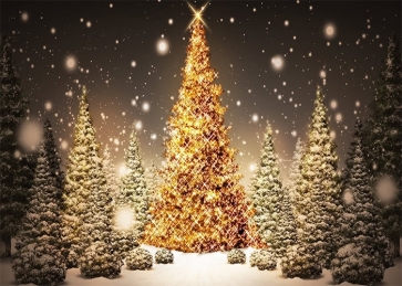Gold Christmas Tree Backdrop Stage Decoration Prop Photography Background