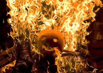 Scary Flame Pumpkin Theme Halloween Party Backdrop Stage Decoration Prop Photography Background