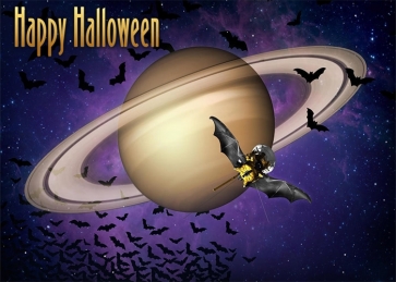 Bats In Outer Space Happy Halloween Backdrop Photography Background Stage Decoration Prop