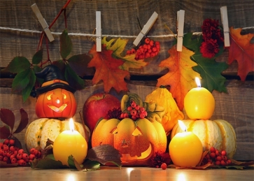 Lovely Pumpkin Candlelight Halloween Baby Shower Backdrop Photography Background Decoration Prop