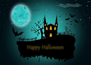 Under The Moon Dark Sky Castle Happy Halloween Backdrop Photography Background Stage Decoration Prop