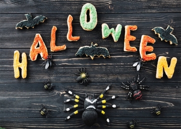 Black Wood Spider Bat Halloween Photo Backdrop Baby Shower Photography Background Decoration Prop