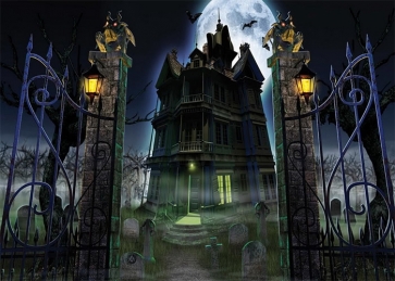 Scary Graveyard Cemetery Castle Halloween Backdrop Stage Decoration Prop Photo Booth Photography Background