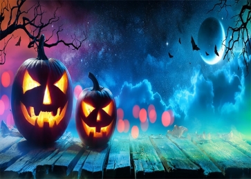 On The Wood Board Scary Pumpkin Party Halloween Backdrop Photography Background Decoration Prop