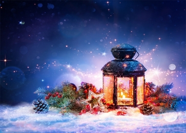 Snow Covered Retro Candlelight Christmas Party Backdrop Decoration Prop Photography Background