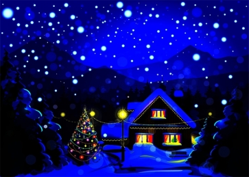 Snow Covered Winter Wonderland Christmas Party Backdrop Stage Photography Background