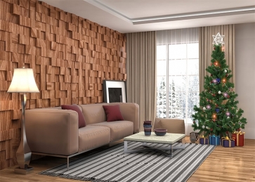 Living Room Christmas Tree Backdrop Stage Party Photography Background Decoration Prop