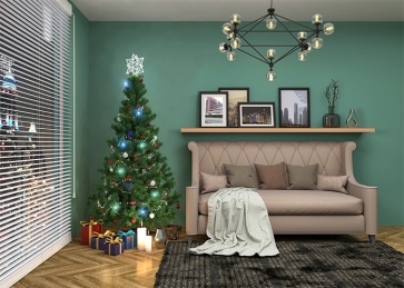 Indoor Living Room Christmas Tree Backdrop Stage Party Decoration Prop Background 