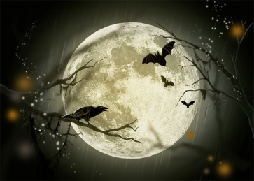 Under The Full Moon Dark Bat Halloween Party Backdrop Decoration Prop Photography Background