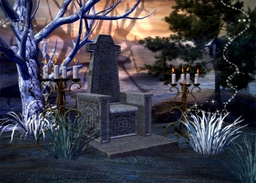 Terrifying Cemetery Backdrop Halloween Party Background Decoration Prop