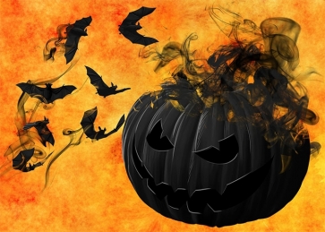 Gold Background Dark Terrifying Pumpkin Bat Halloween Party Backdrop Decoration Stage Photography Background