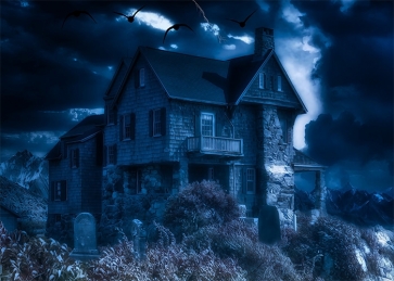 Terrifying Graveyard Villa Halloween Party Backdrop Stage Decoration Prop Photography Background