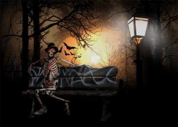 Terrifying Scary Skull Dark Forest Halloween Party Backdrop Decoration Stage Photography Background