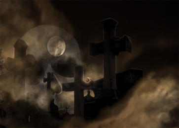 Terrifying Scary Cemetery Graveyard Backdrop Halloween Party Decoration Prop Photography Background