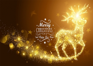 Gold Glitter Reindeer Happy New Year Merry Christmas Backdrop Party Photography Background