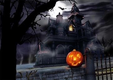 Dark Castle Scary Pumpkin Halloween Party Backdrop Decoration Photography Background