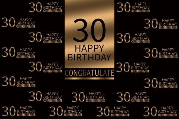 Congratulate Happy 30th Birthday Party Gold And Black Backdrop Photography Background