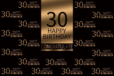 Congratulate Happy 30th Birthday Party Gold And Black Backdrop Photography Background