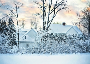 Snow Covered Village Winter Scene Backdrops Christmas Party Stage Photography Background