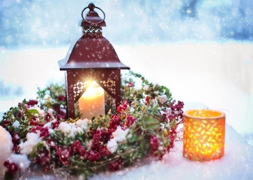 Candlelight In The Snow Christmas Party Backdrops Photo Booth Photography Background